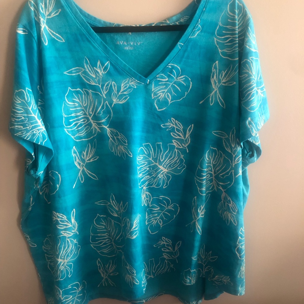 Ava & Viv teal printed shirt